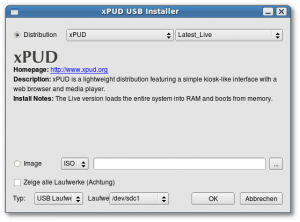Speziell angepasste Unetbootin-Version für xPUD