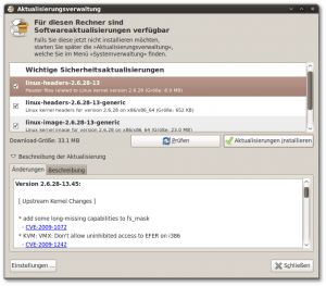 Der Ubuntu Update-Manager zum Einspielen von Aktualisierungen