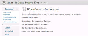 Erfolgreiches Upgrade auf WordPress 3.0