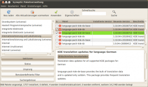 KDE-Sprachpakete mit Synaptic installieren
