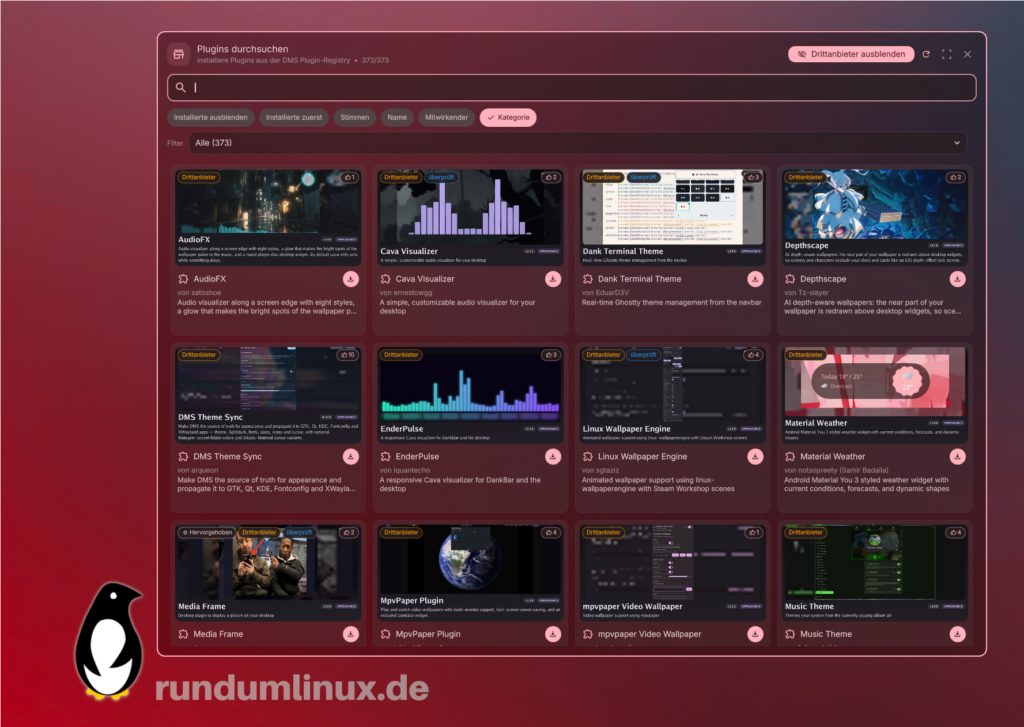 Mehrere Einträge im DMS-Plugin-Verzeichnis.